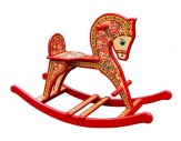 Деревянные лошадки-качалки с художественными росписями ручной работы